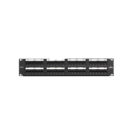 Leviton 48-Port Panel 110-Mod 8W8P, T568A/B Cat6 Extreme 6+, Black 2U 69586-U48